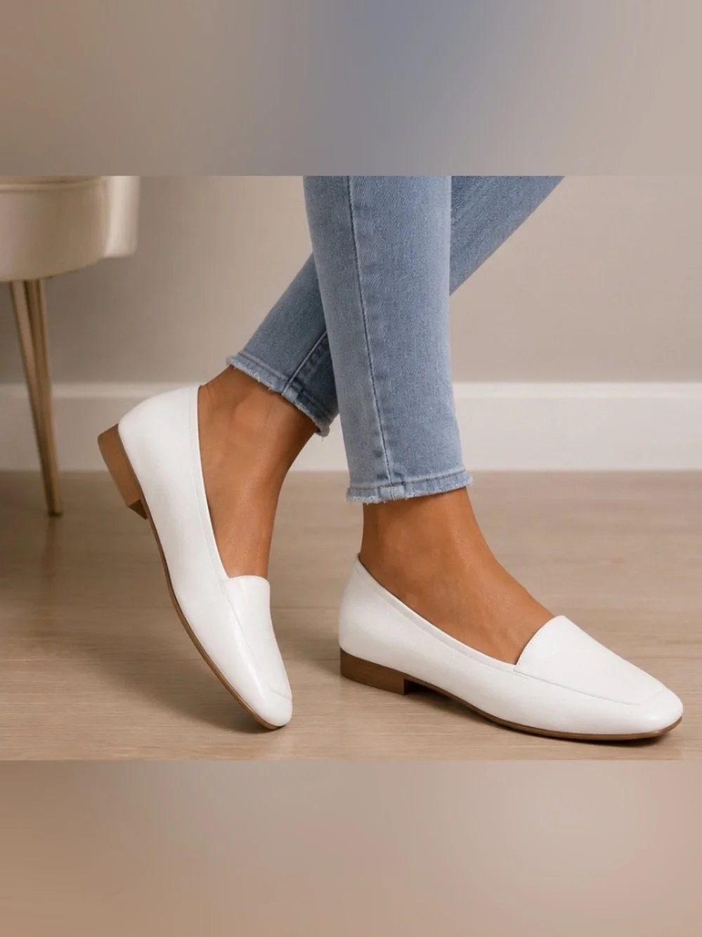 Enzo Angiolini Women's White Pointed Toe Loafers Made in Brazil